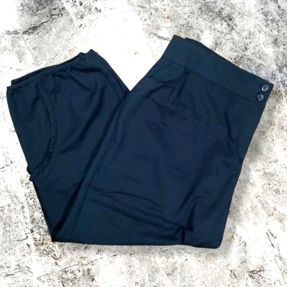 Ardoise Women's Capris Size 18 Dressy Hi-Rise Capris Black Scalloped Detail